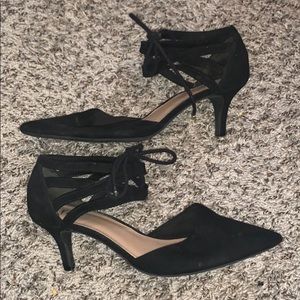 Suede straps heels